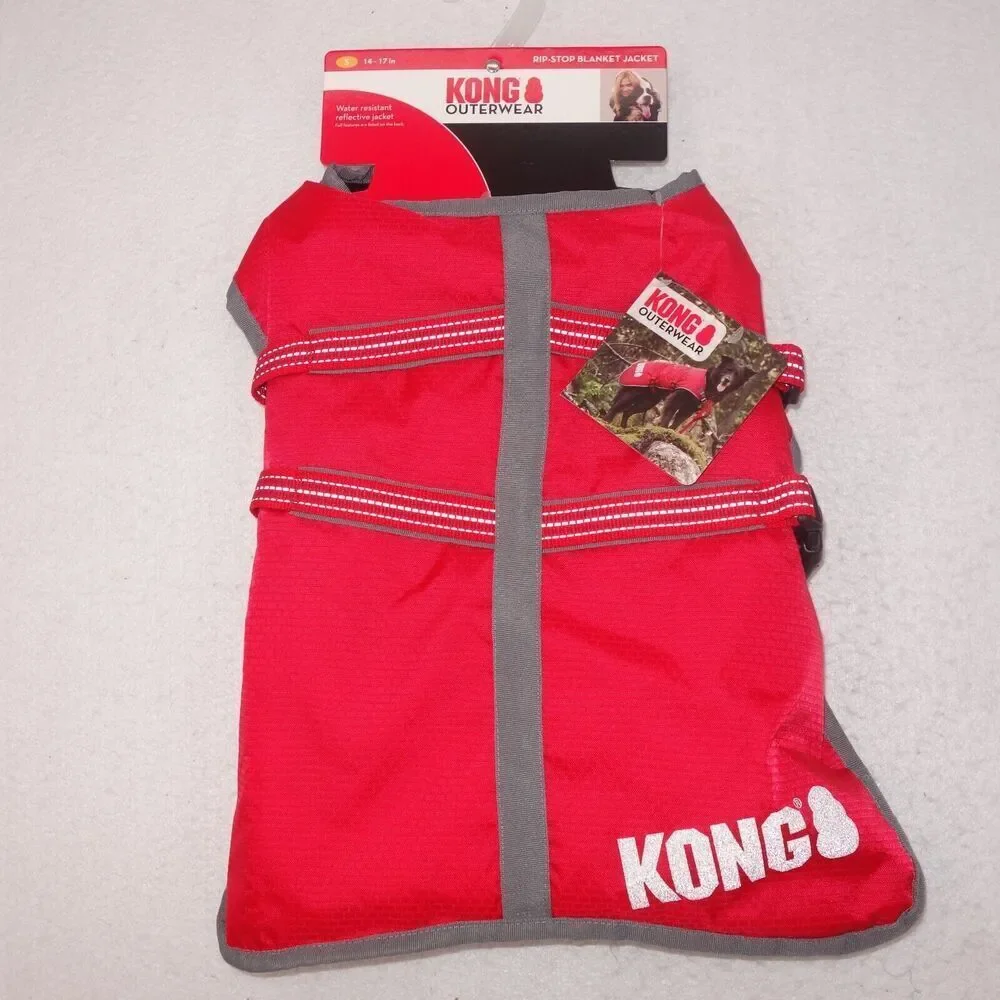 NEW Kong Dog Rip Stop Blanket Coat Jacket Water Resistant Fleece Size XS RED